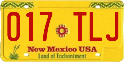 NM license plate 017TLJ
