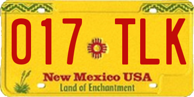 NM license plate 017TLK