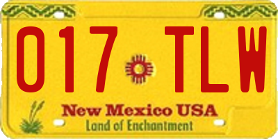 NM license plate 017TLW