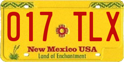 NM license plate 017TLX