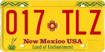 NM license plate 017TLZ