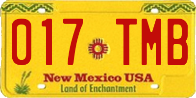 NM license plate 017TMB