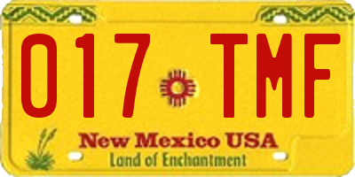 NM license plate 017TMF