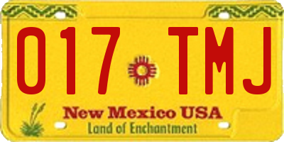NM license plate 017TMJ