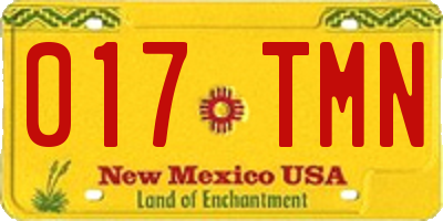 NM license plate 017TMN