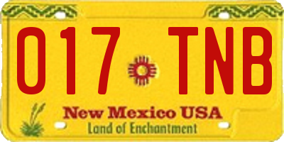 NM license plate 017TNB
