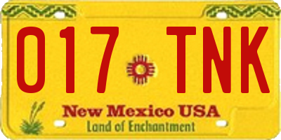 NM license plate 017TNK