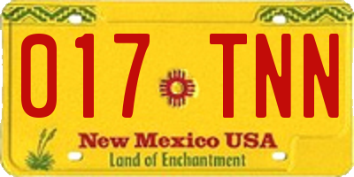 NM license plate 017TNN