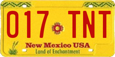NM license plate 017TNT