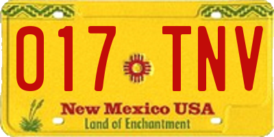 NM license plate 017TNV