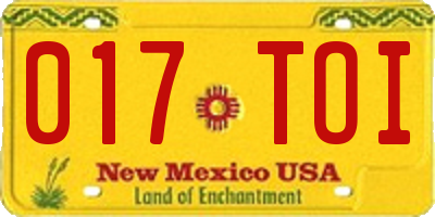NM license plate 017TOI