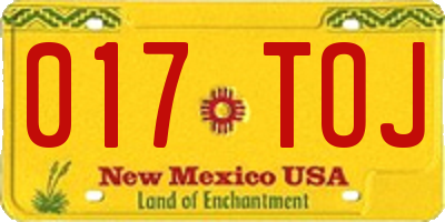 NM license plate 017TOJ