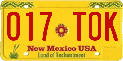 NM license plate 017TOK