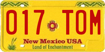 NM license plate 017TOM