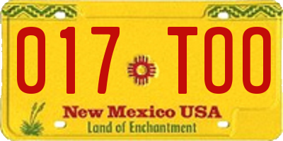 NM license plate 017TOO