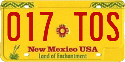 NM license plate 017TOS