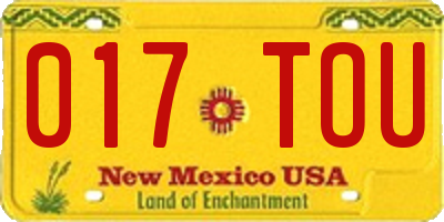 NM license plate 017TOU