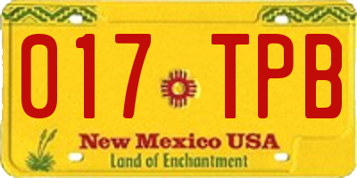 NM license plate 017TPB
