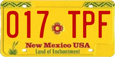 NM license plate 017TPF