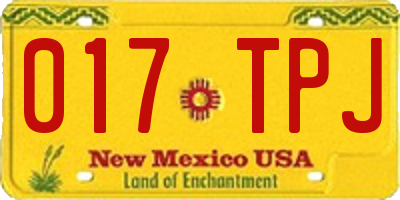 NM license plate 017TPJ