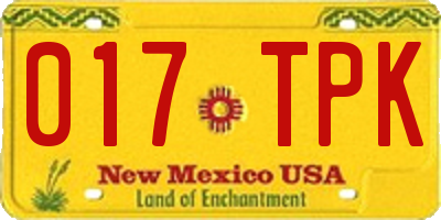 NM license plate 017TPK