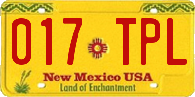 NM license plate 017TPL