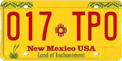 NM license plate 017TPO