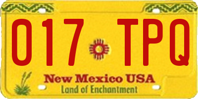 NM license plate 017TPQ