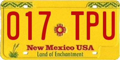 NM license plate 017TPU