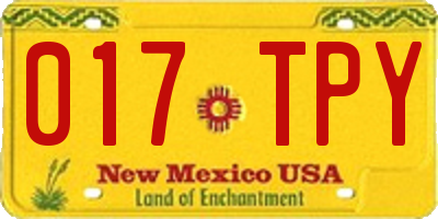 NM license plate 017TPY