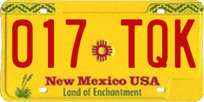 NM license plate 017TQK