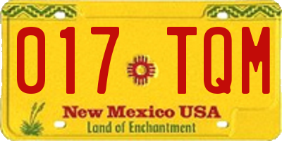 NM license plate 017TQM