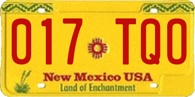 NM license plate 017TQO