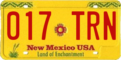 NM license plate 017TRN