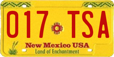 NM license plate 017TSA