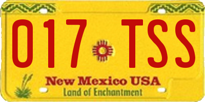 NM license plate 017TSS