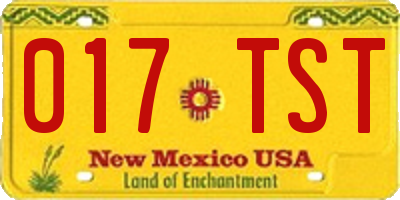 NM license plate 017TST