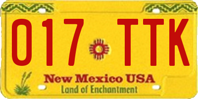 NM license plate 017TTK