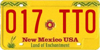 NM license plate 017TTO