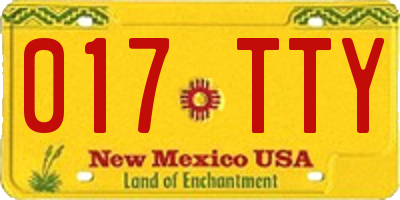 NM license plate 017TTY