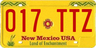 NM license plate 017TTZ