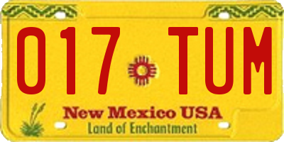 NM license plate 017TUM