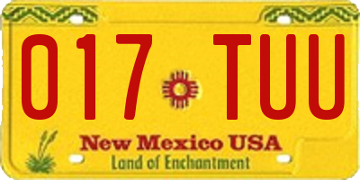 NM license plate 017TUU