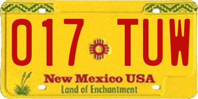 NM license plate 017TUW