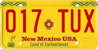 NM license plate 017TUX