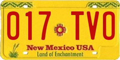 NM license plate 017TVO