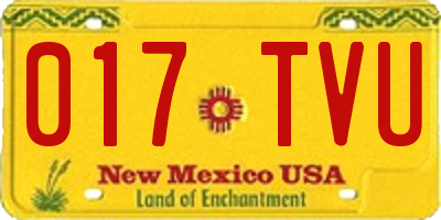NM license plate 017TVU