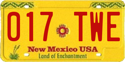 NM license plate 017TWE
