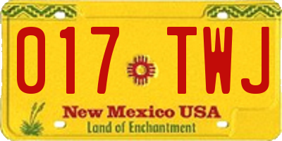 NM license plate 017TWJ