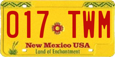 NM license plate 017TWM